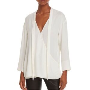 Theory Relaxed Wrap V Modern Silk Blouse